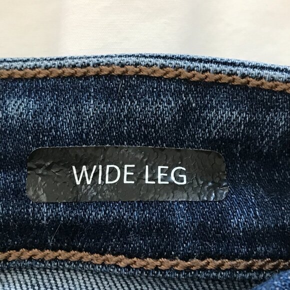 Judy Blue Wide Leg Jean Women 1/25 Blue Button Fly Distressed Mid Rise Stretch - Picture 4 of 14